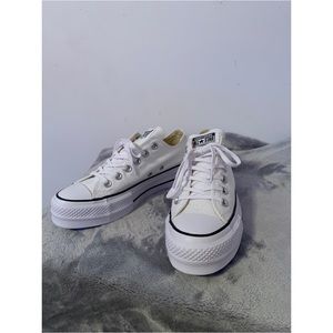 White Converse Platform Shoes (size 7 womens )